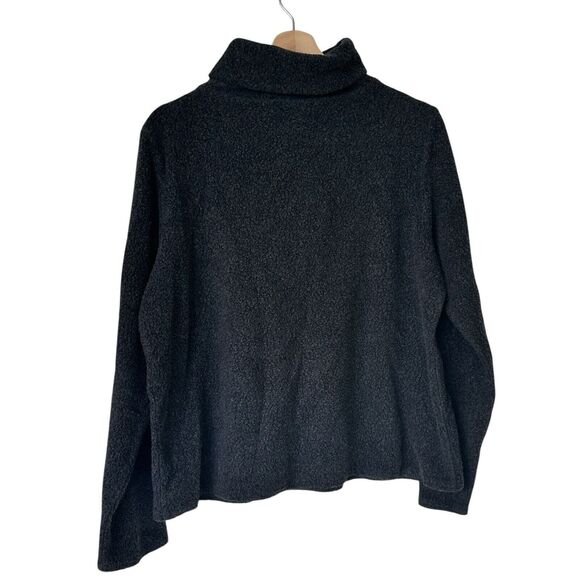Eileen Fisher M turtleneck gray cotton blend Fleece sweater - Picture 2 of 8